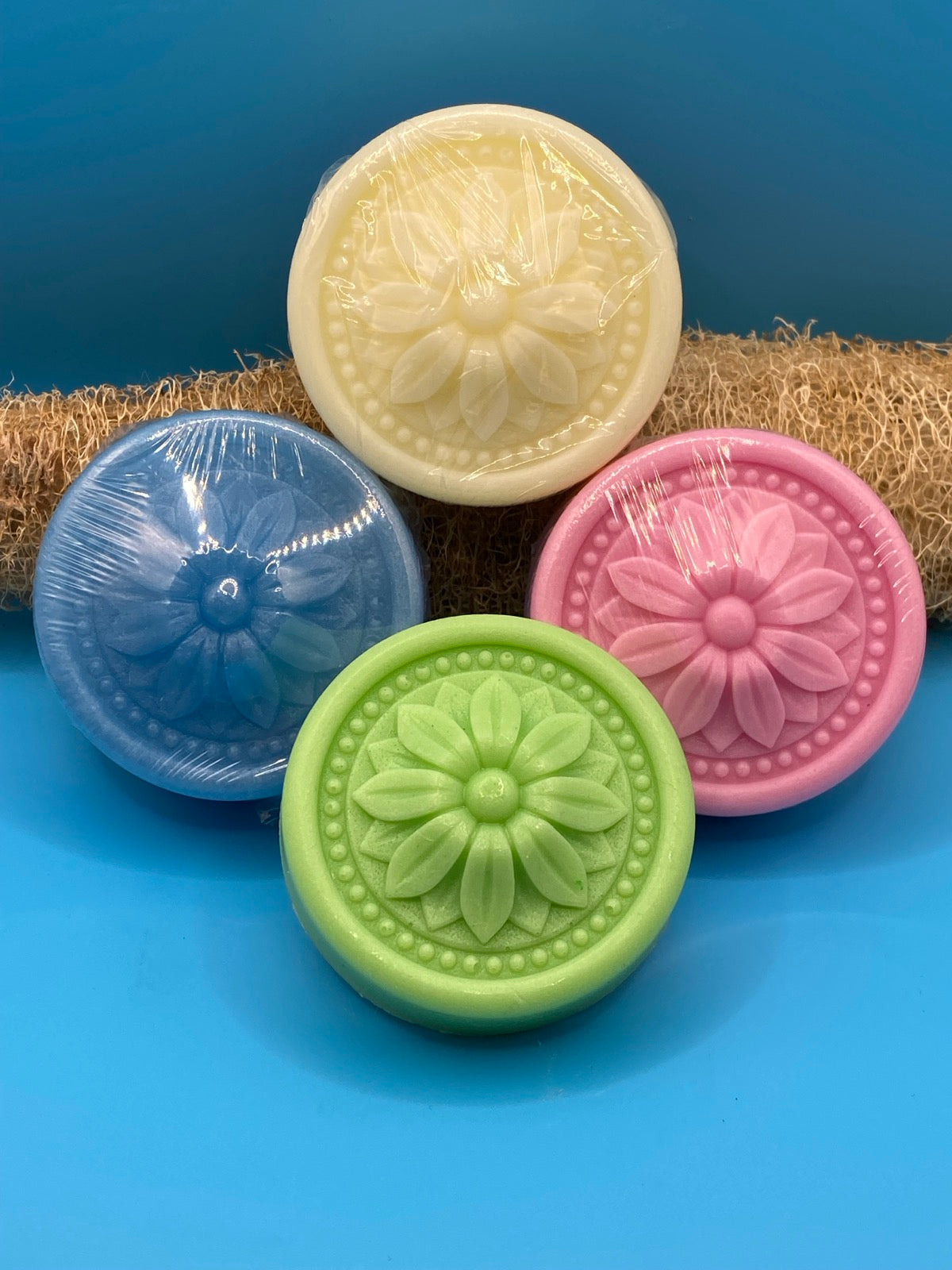Flower Medallion Glycerin & Goat's Milk Soap - Round Bar