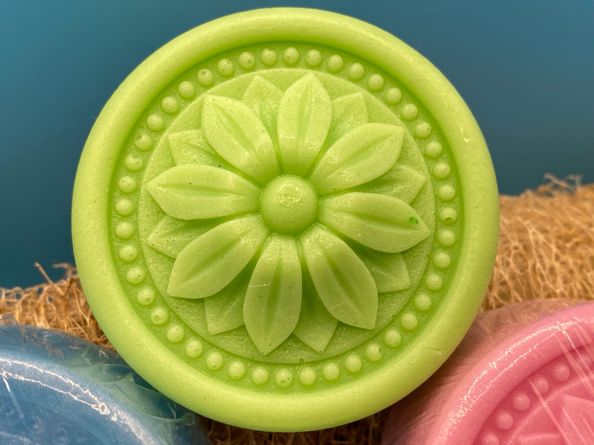 Flower Medallion Glycerin & Goat's Milk Soap - Round Bar