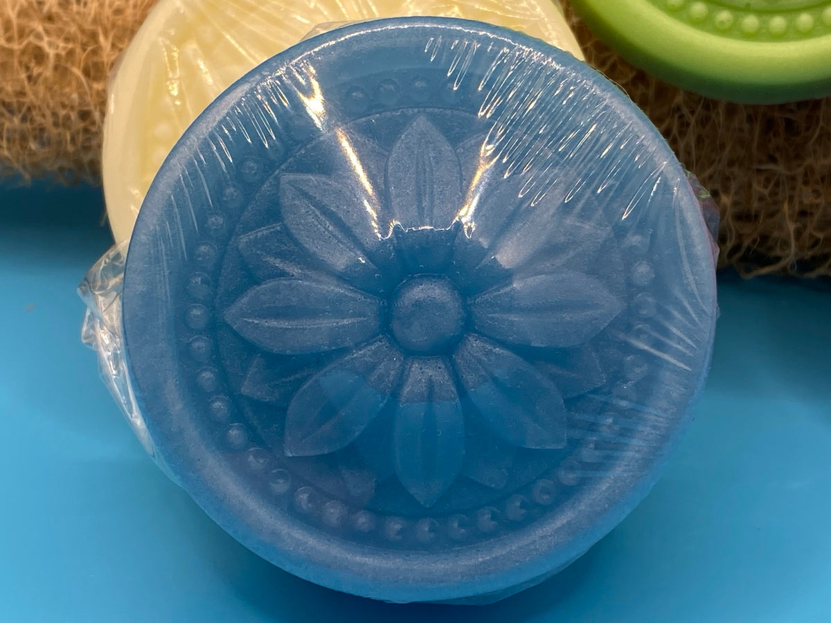 Flower Medallion Glycerin & Goat's Milk Soap - Round Bar
