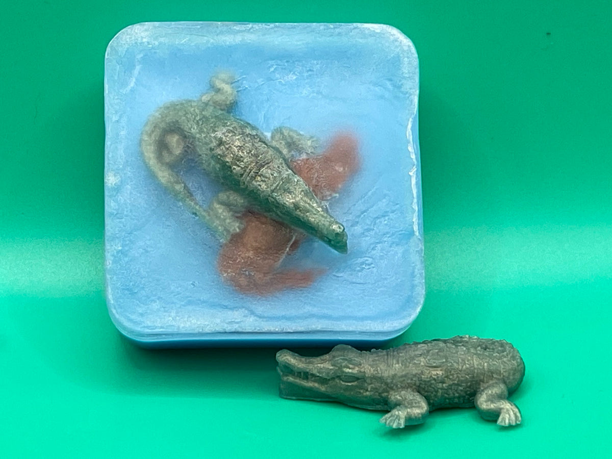 Alligator Glycerin Soap Bar - Realistic Water Scene Design