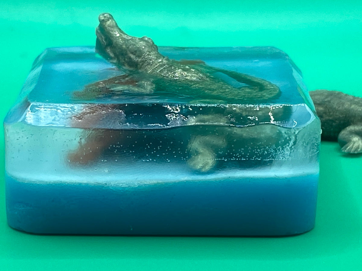 Alligator Glycerin Soap Bar - Realistic Water Scene Design