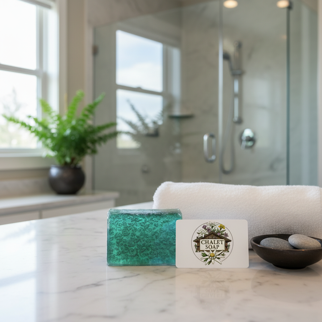 Bathroom display with logo