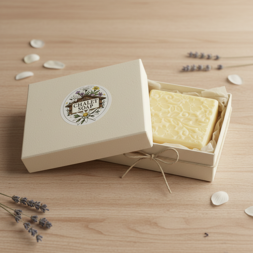 Gift box with visible soap