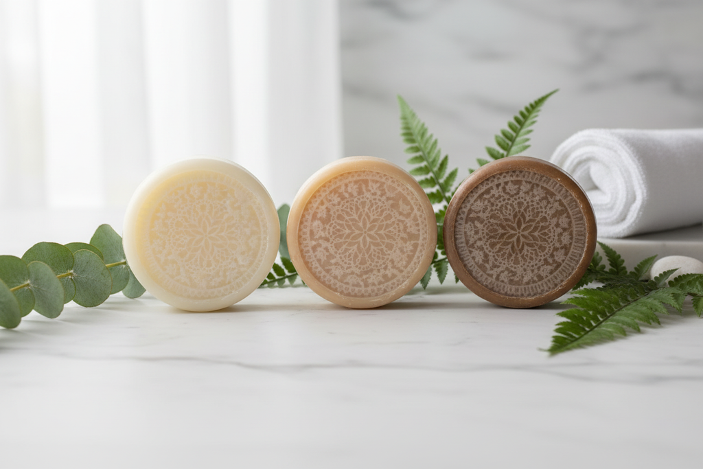 Neutral soaps with greenery