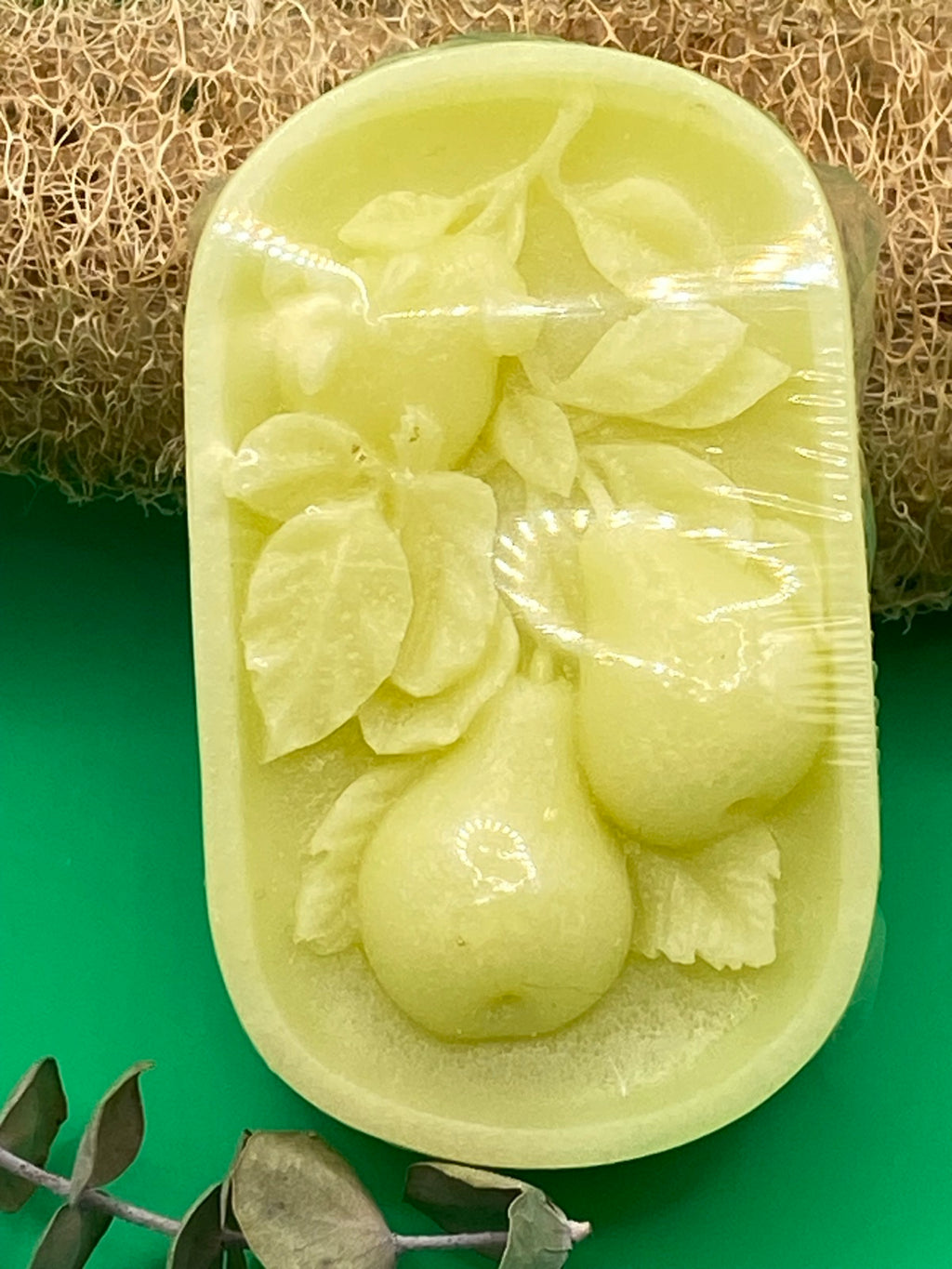 Pear Embossed Glycerin Soap - Handcrafted Bar