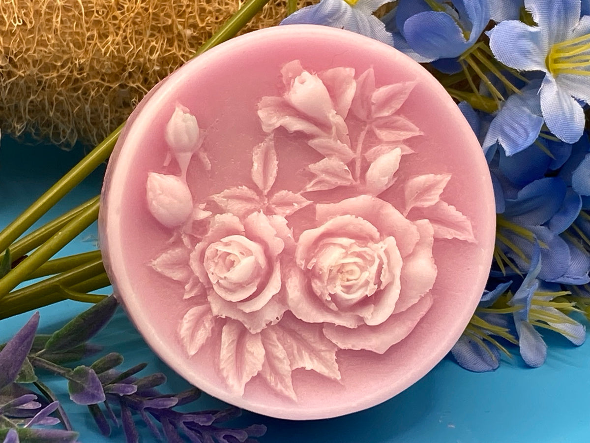 Pink Clay Rose Goat's Milk Soap - Handcrafted Round Bar