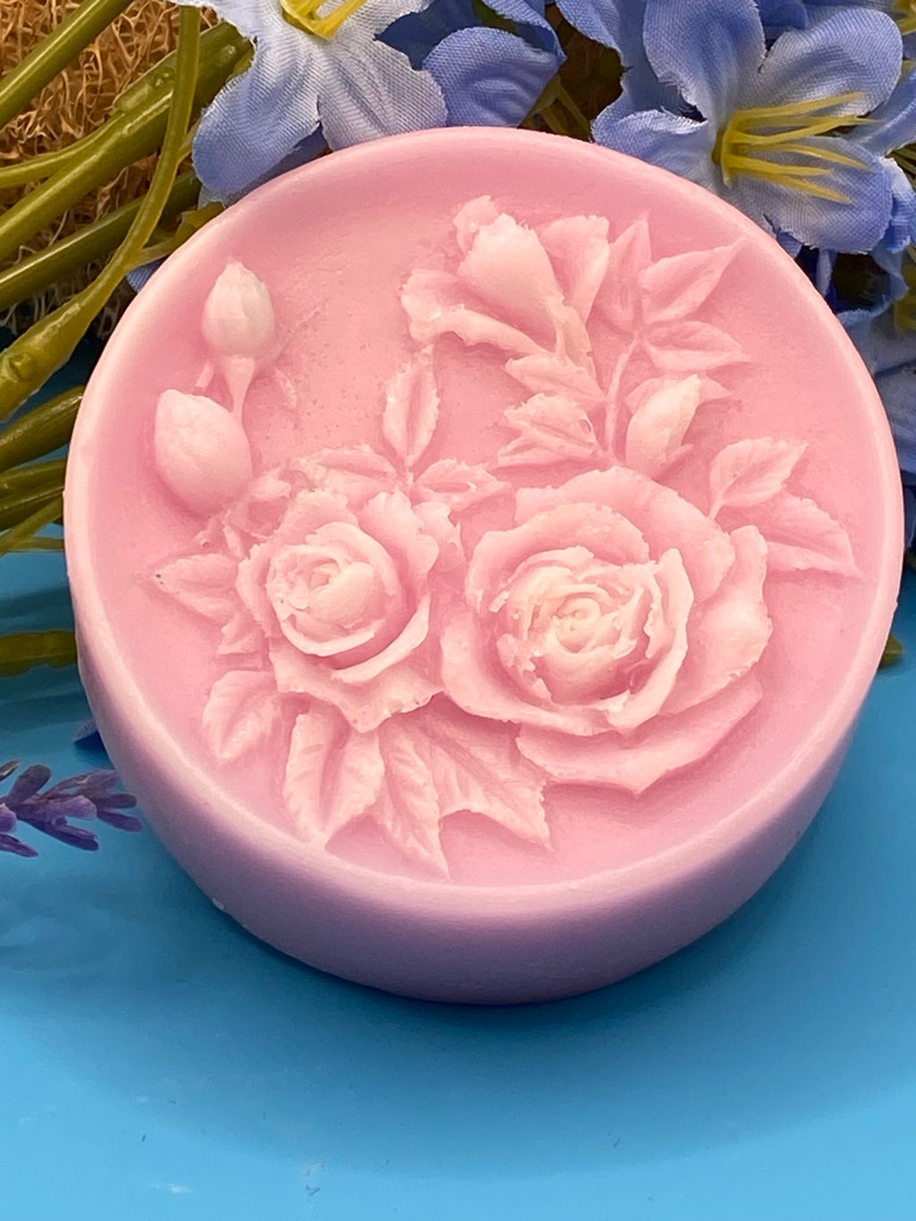 Pink Clay Rose Goat's Milk Soap - Handcrafted Round Bar