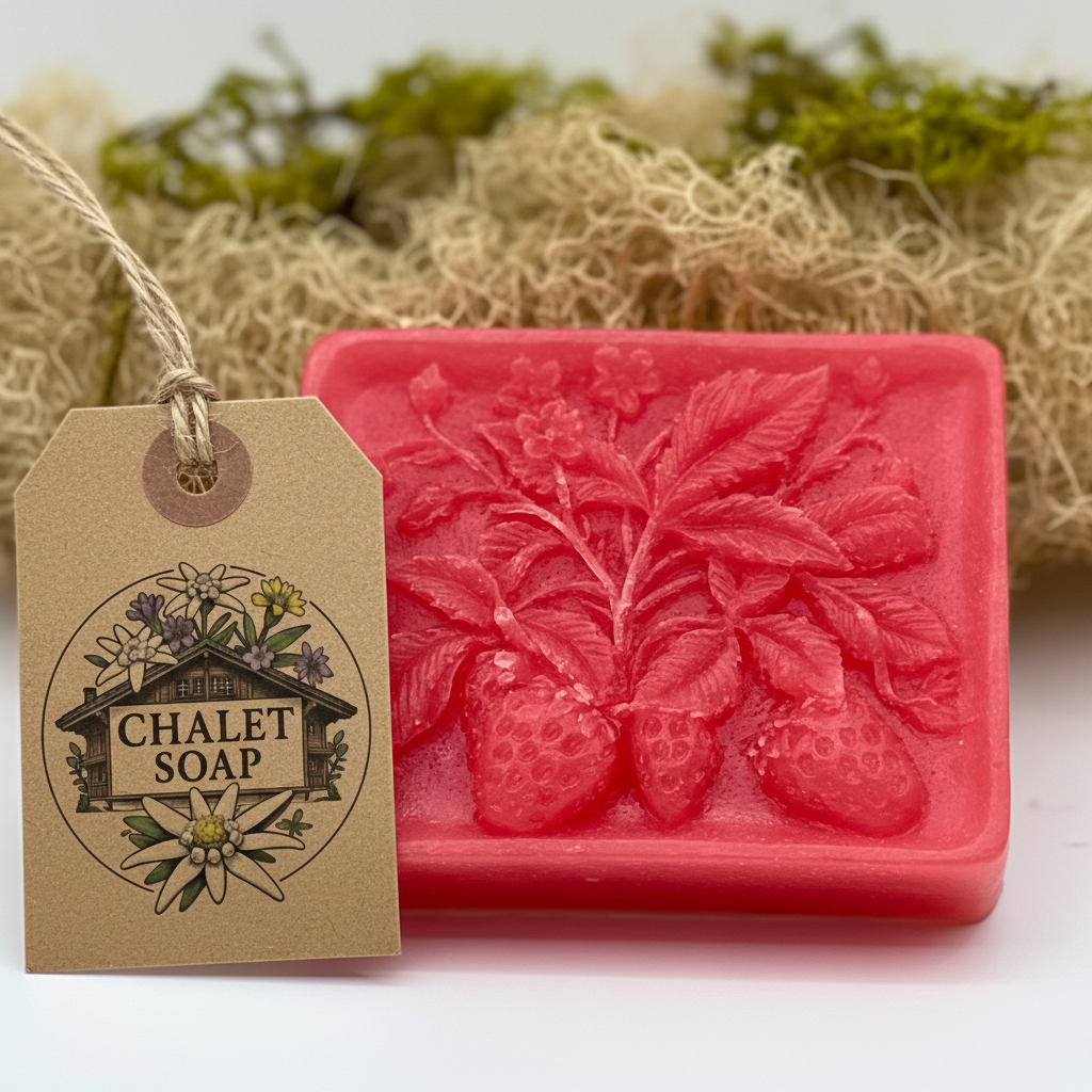 Strawberry detail with logo